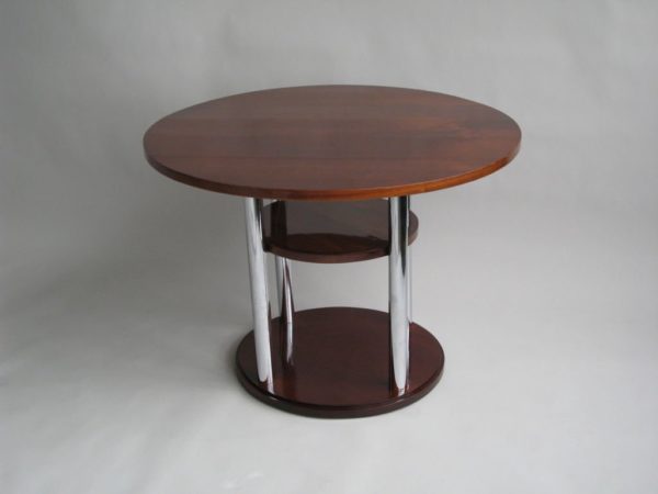 A Fine French Art Deco Mahogany and Chrome Gueridon - Image 5