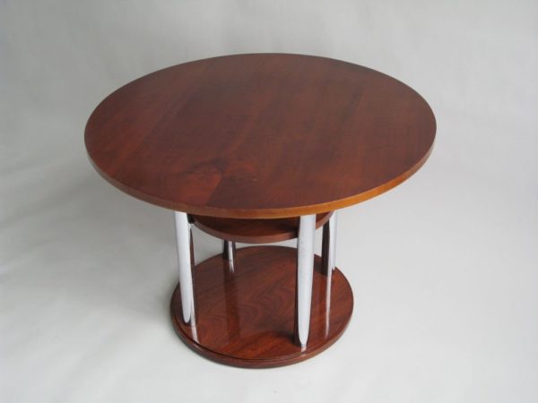 A Fine French Art Deco Mahogany and Chrome Gueridon - Image 6