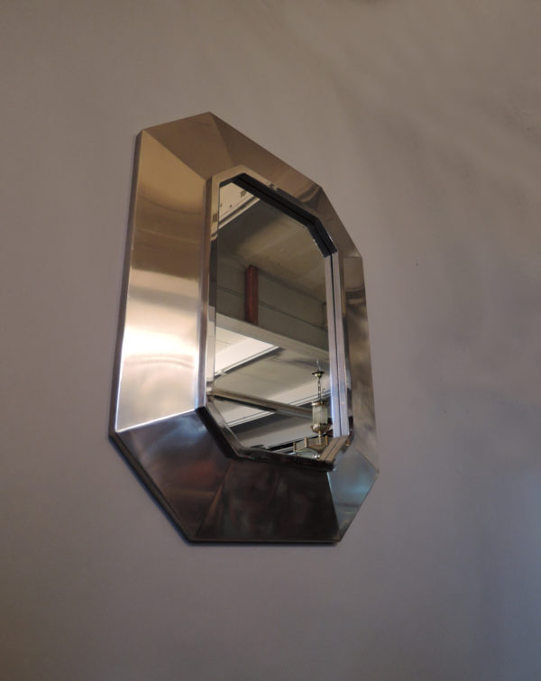 A Fine French 1970's Stainless Steel Framed Mirror - Image 3