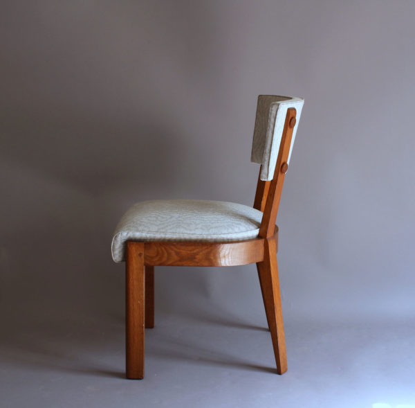 Set of Four Fine French Art Deco Oak Chairs by Charles Dudouyt - Image 5