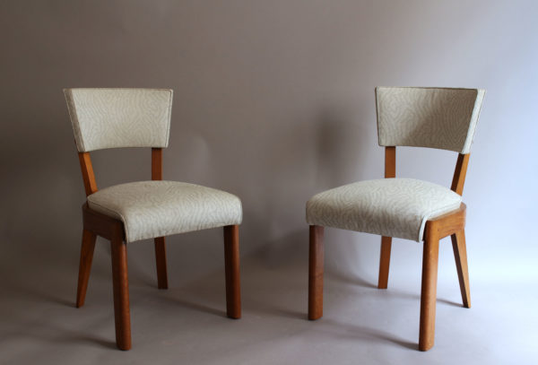 Set of Four Fine French Art Deco Oak Chairs by Charles Dudouyt - Image 3