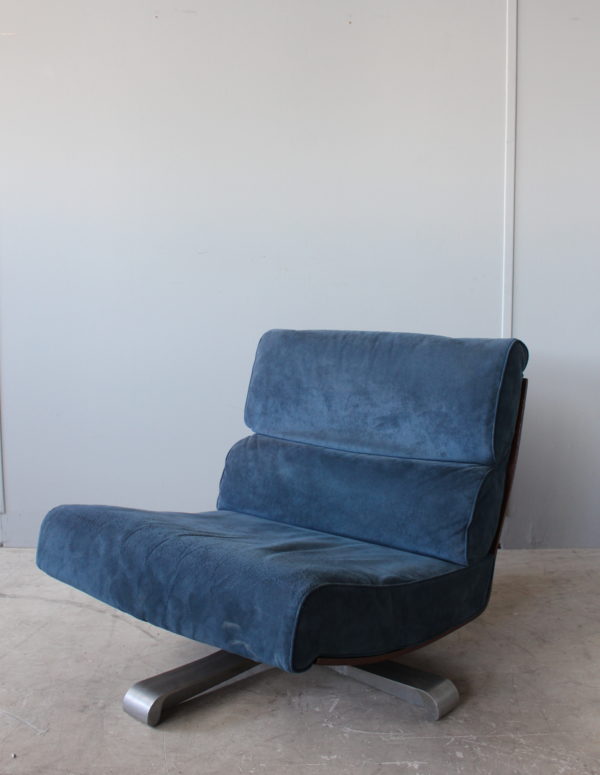 4 French 1970's Swivel Lounge Chairs by Tito Agnolli & Steiner - Image 4