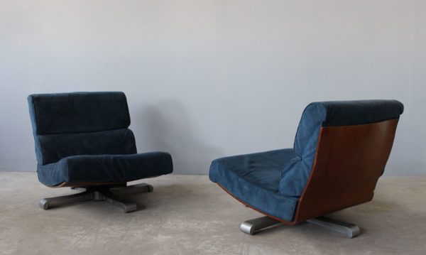 4 French 1970's Swivel Lounge Chairs by Tito Agnolli & Steiner - Image 2