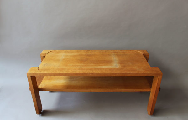 French 1950's Oak Coffee Table by Guillerme & Chambron - Image 8