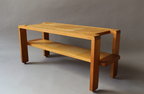 French 1950's Oak Coffee Table by Guillerme & Chambron - Image 11