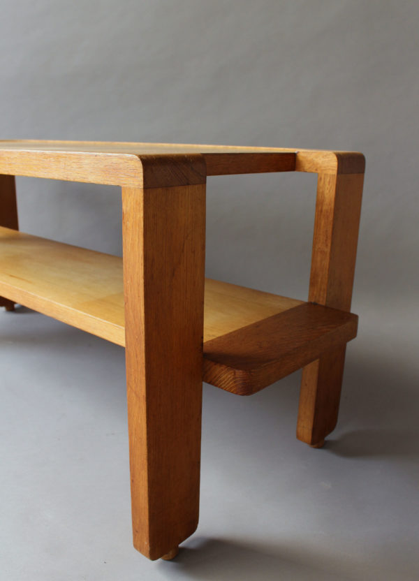 French 1950's Oak Coffee Table by Guillerme & Chambron - Image 3