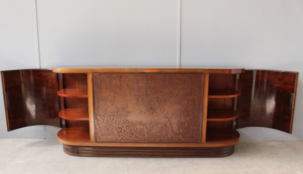 Fine French Art Deco Sideboard with Two Carved Center Doors by Maison Guerin - Image 5