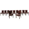 Set of Nine French Art Deco Side Chairs and Two Armchairs by Jules Leleu