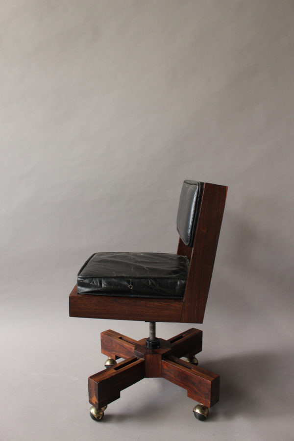 French 1960s Adjustable Rolling Swivel Desk Chair - Image 4