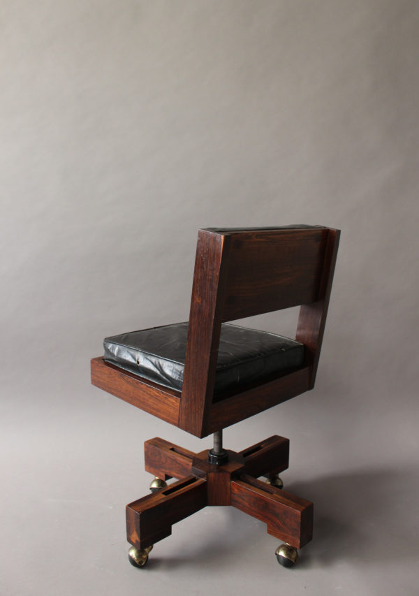 French 1960s Adjustable Rolling Swivel Desk Chair - Image 5