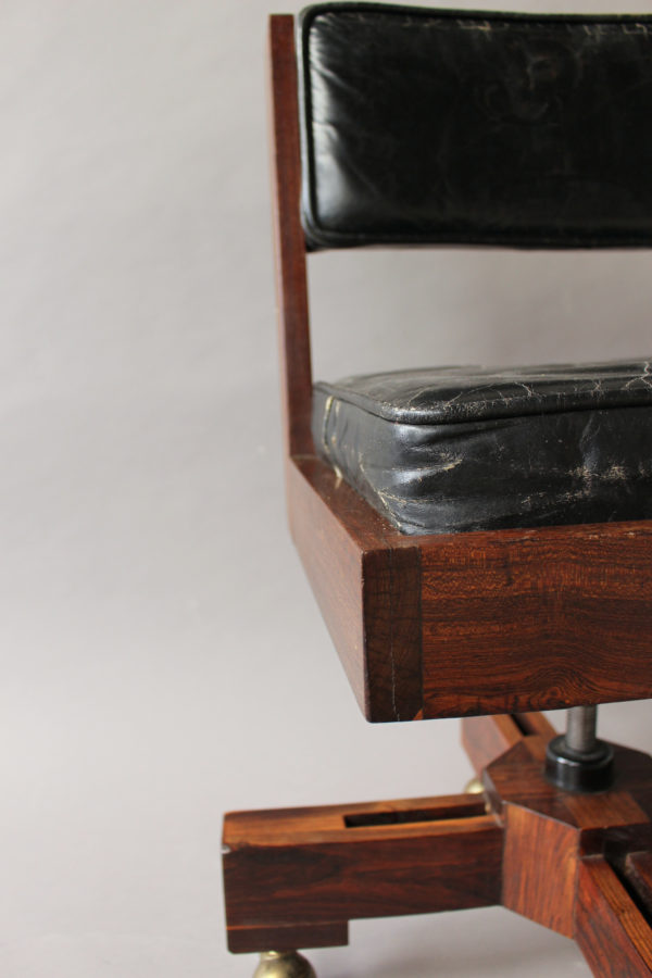 French 1960s Adjustable Rolling Swivel Desk Chair - Image 9