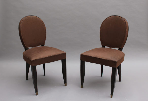 Set of Six Fine French Art Deco Ebonized Dining Chairs - Image 6