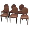 Set of Six Fine French Art Deco Ebonized Dining Chairs