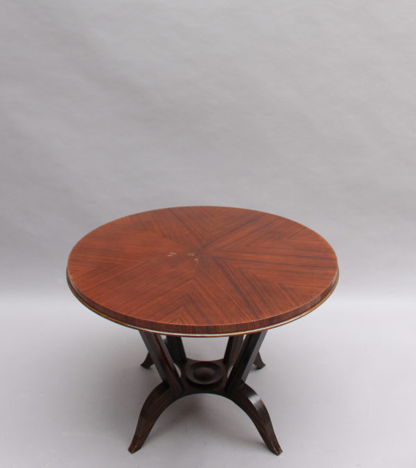 French Art Deco Rosewood Gueridon with a Four Curved-Leg Pedestal - Image 9