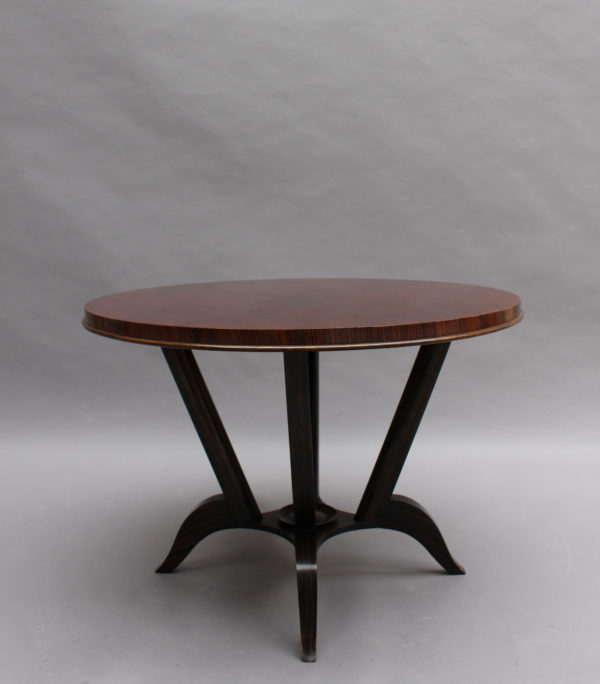 French Art Deco Rosewood Gueridon with a Four Curved-Leg Pedestal - Image 11