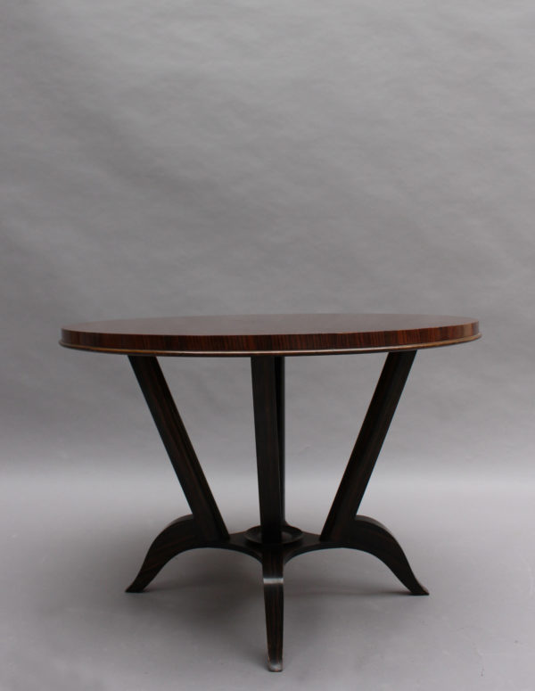 French Art Deco Rosewood Gueridon with a Four Curved-Leg Pedestal - Image 3