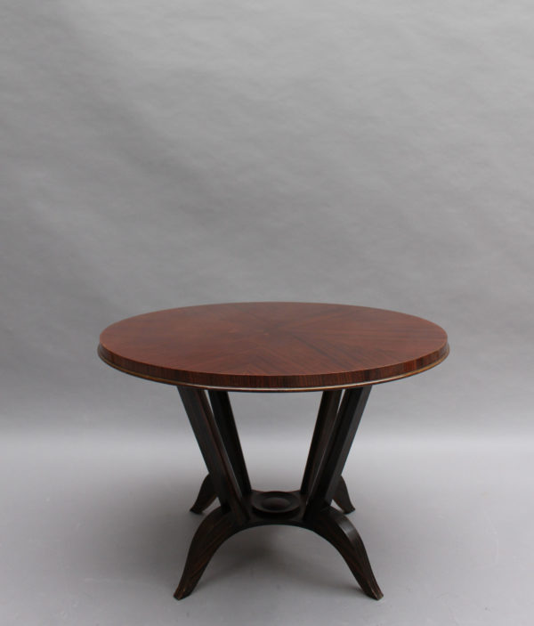 French Art Deco Rosewood Gueridon with a Four Curved-Leg Pedestal - Image 5