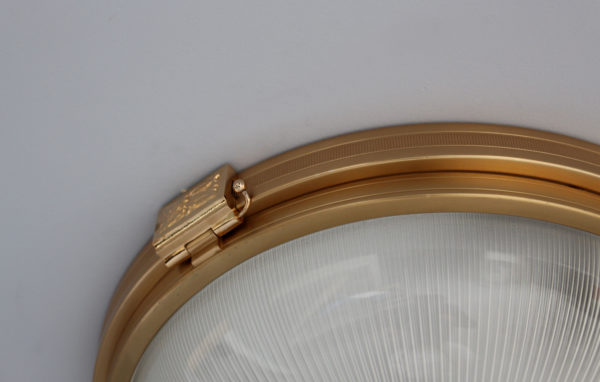 Three Fine French 1940s Gilded Brass Flush Mounts with Fluted Glass Shades - Image 6