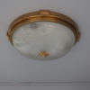 Three Fine French 1940s Gilded Brass Flush Mounts with Fluted Glass Shades