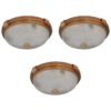 Three Fine French 1940s Gilded Brass Flush Mounts with Fluted Glass Shades