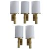 5 Fine French Art Deco Glass and Bronze Cylindrical Sconces by Perzel