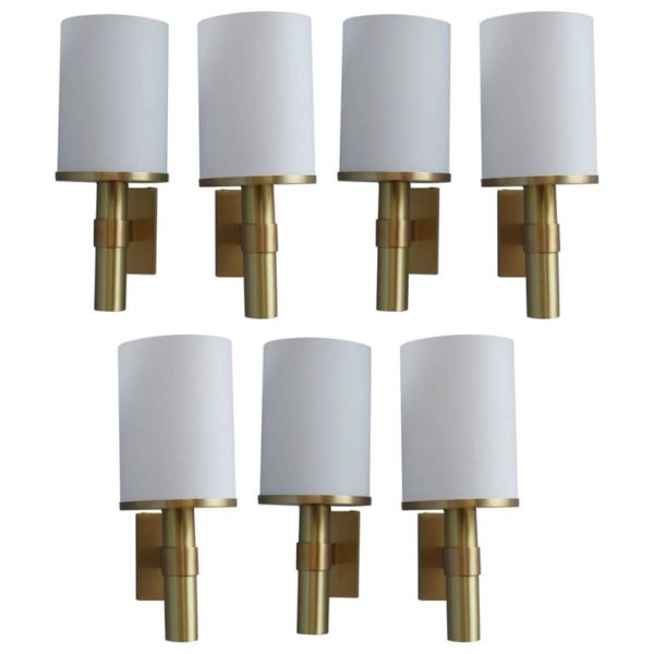 5 Fine French Art Deco Glass and Bronze Cylindrical Sconces by Perzel - Image 2