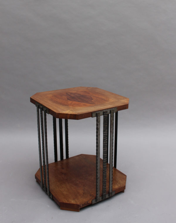 A Fine French Art Deco Wrought Iron and Walnut Gueridon - Image 4