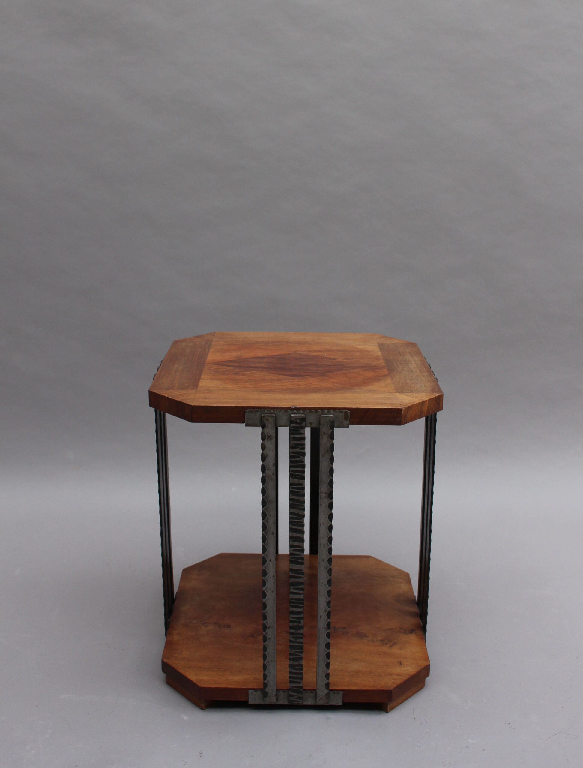 A Fine French Art Deco Wrought Iron and Walnut Gueridon - Image 11