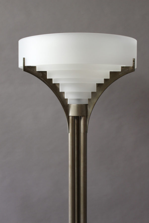 A Rare Fine French Art Deco Chrome and Glass Floor Lamp by Jean Perzel - Image 7