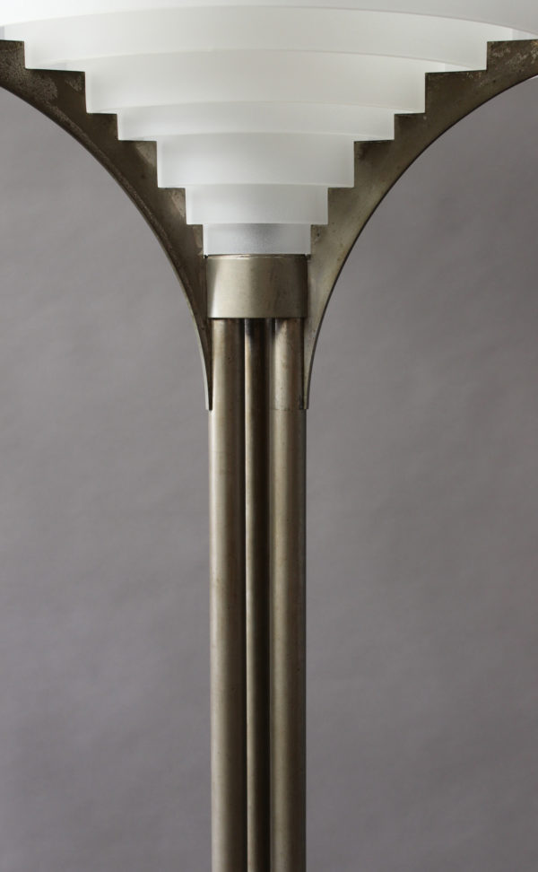 A Rare Fine French Art Deco Chrome and Glass Floor Lamp by Jean Perzel - Image 9