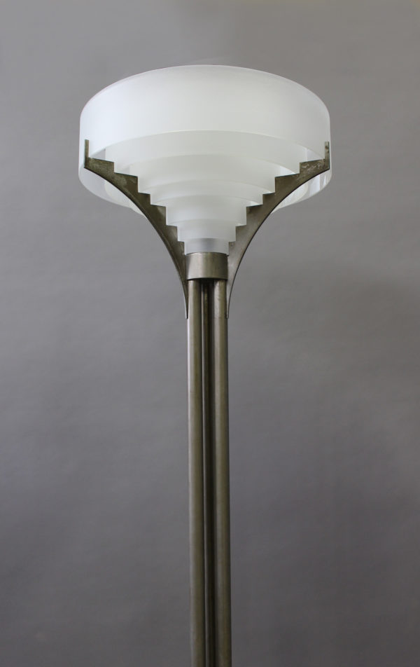 A Rare Fine French Art Deco Chrome and Glass Floor Lamp by Jean Perzel - Image 4