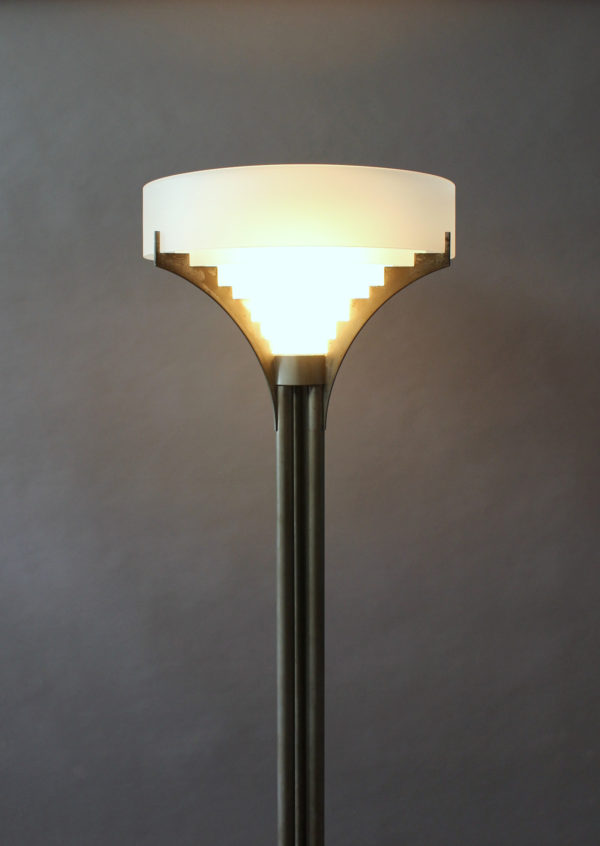 A Rare Fine French Art Deco Chrome and Glass Floor Lamp by Jean Perzel - Image 6