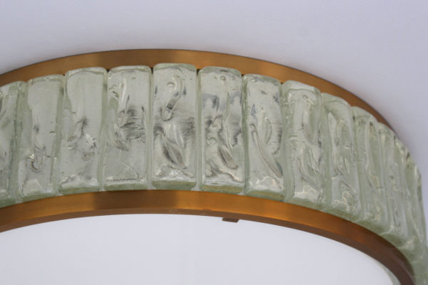 A Fine French 1970's Glass and Bronze "Queens Necklace" Flush Mount by Perzel - Image 6