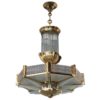 A Fine French Art Deco Octagonal Bronze and Glass Chandelier by Petitot