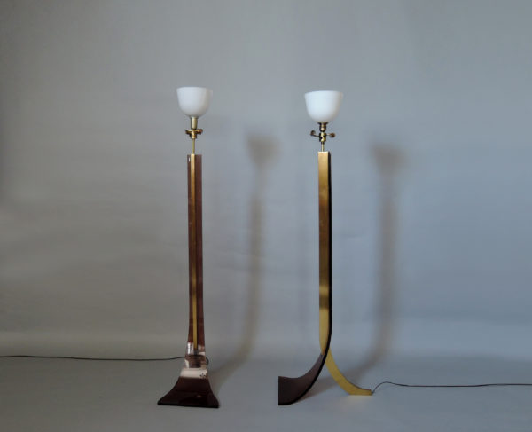 2 Fine French 1970s Metal and Plexiglas Floor Lamps Attributed to Philippe Jean - Image 9