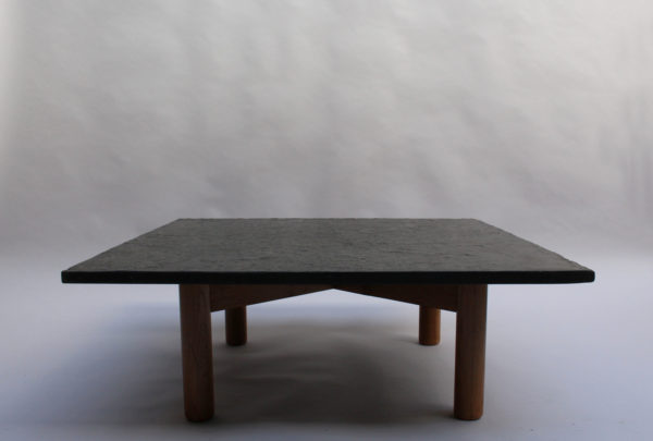 A Fine French 1950's  Slate and Oak Coffee Table - Image 4