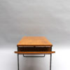 A French Mid-Century Oak and Laminate Coffee Table with a Metal Base