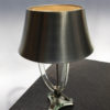 French Midcentury Metal and Glass Table Lamp by Sabino