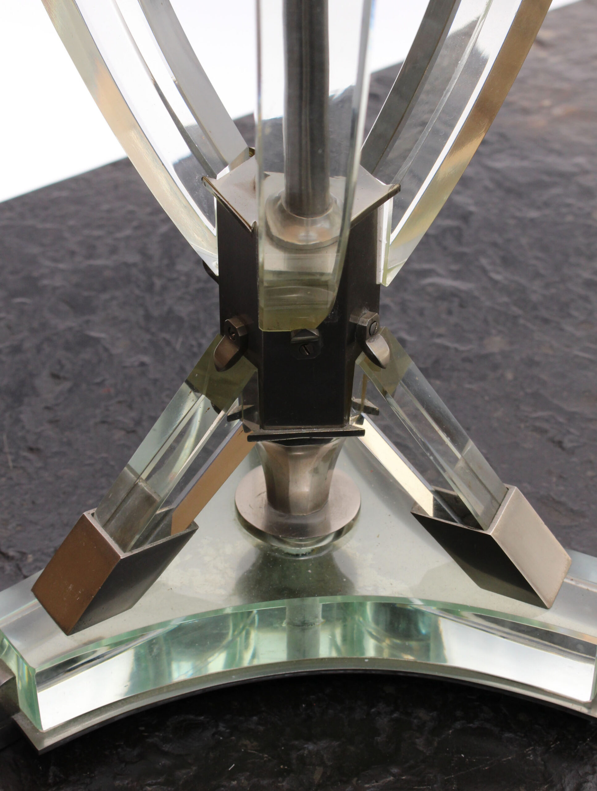 French Midcentury Metal and Glass Table Lamp by Sabino - Image 10