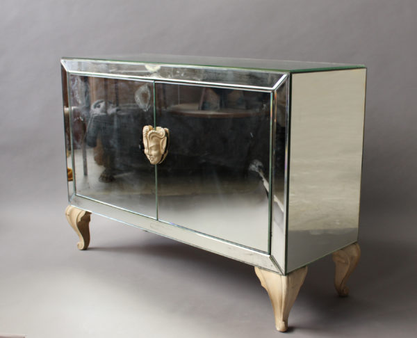 Fine French Art Deco Mirrored Buffet or Commode with Wooden Legs and Handles - Image 13