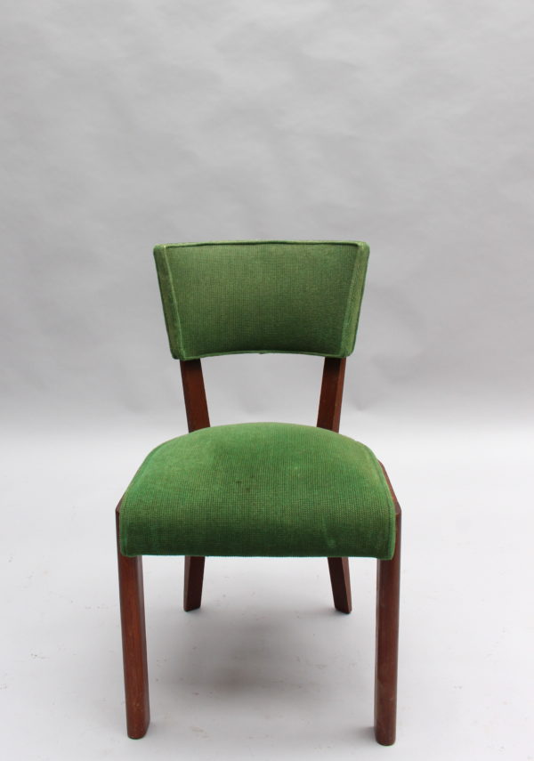 Set of Six Fine French Art Deco Oak Chairs by Charles Dudouyt - Image 2