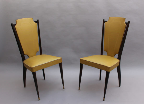 Set of 6 French 1960's Black Lacquered and Vinyl Dining Chairs - Image 4