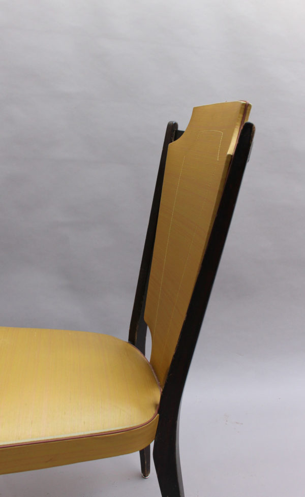 Set of 6 French 1960's Black Lacquered and Vinyl Dining Chairs - Image 9