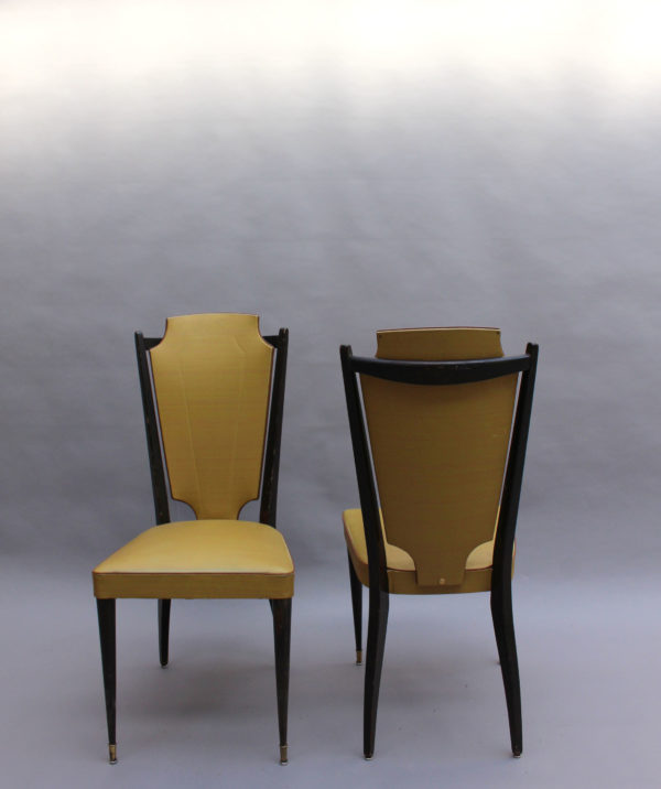 Set of 6 French 1960's Black Lacquered and Vinyl Dining Chairs - Image 2