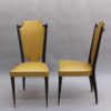 Set of 6 French 1960's Black Lacquered and Vinyl Dining Chairs