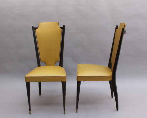 Set of 6 French 1960's Black Lacquered and Vinyl Dining Chairs - Image 3