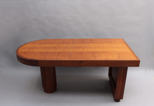 French Art Deco Oak Dining / Writing Table by Dudouyt - Image 3