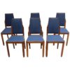 Set of Six French Art Deco Walnut Dining Chairs