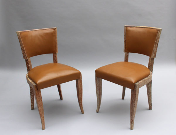 Set of 14 French Art Deco Cerused Oak Dining Chairs - Image 2