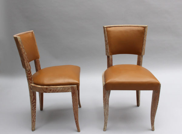 Set of 14 French Art Deco Cerused Oak Dining Chairs - Image 3